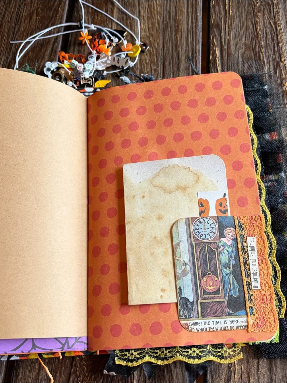 Halloween Junk Journal Candy Corn Cat Pumpkin Trick Or Treat SC 3 Sig Decorated
